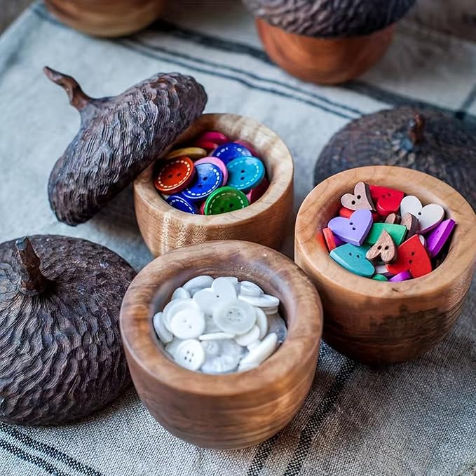 Acorn Resin Box Decor,Acorn Decor Vintage Trinket Box Small Storage Jar With Lid, Candy Snack Nuts Container,Acorn Shape Art Box, Halloween, Thanksgiving,Storage Garden Boxes Fall Table Decor