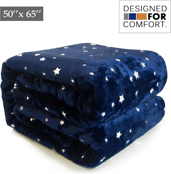 NANPIPER Throw Blanket, Ultra Soft Thick Microplush Bed Blanket, All Season Premium Fluffy Microfiber Fleece Throw for Sofa Couch Throw (50"x65", Navy Blue)
