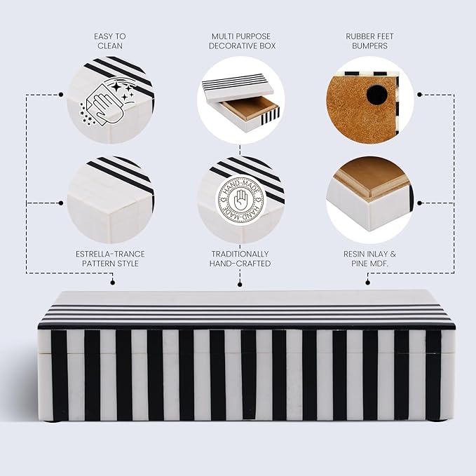 Handicrafts Home Decorative Keepsake Box 8x5 – Small Organizer Box with Lid, Boho Decorative Storage, Retro Memory Box, Unique Coffee Table Décor, Jewelry or Trinket Box, Modern Shelf Decorative Box