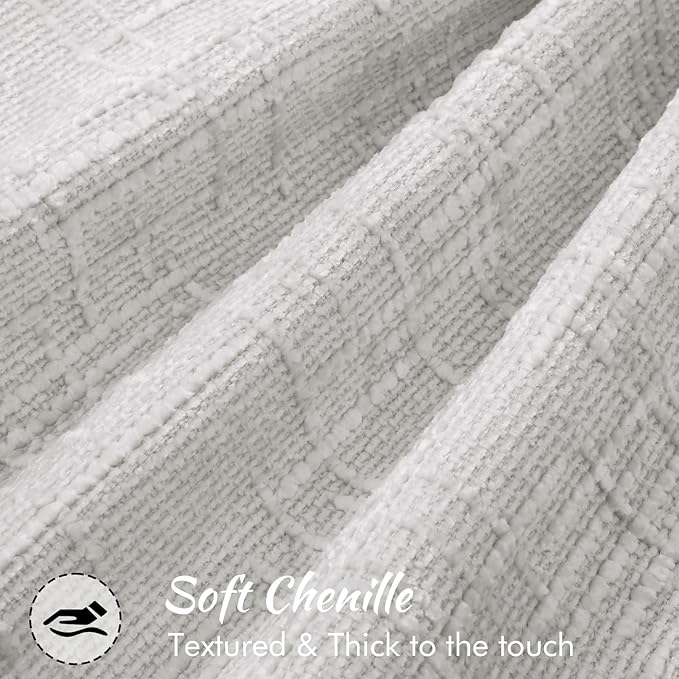decorUhome Chenille Throw Pillow Covers 20x20 Set of 2, Thick Textured Slubby Neutral Decorative Pillow Covers with Elegant Design for Couch, Sofa, Living Room, Light Grey