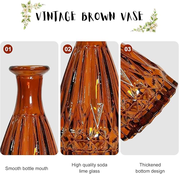 5 Pack Glass Bud Vases - Mini Glass Vases for Room Decor, Centerpieces, Shelf and Wedding Decor - NO Flowers