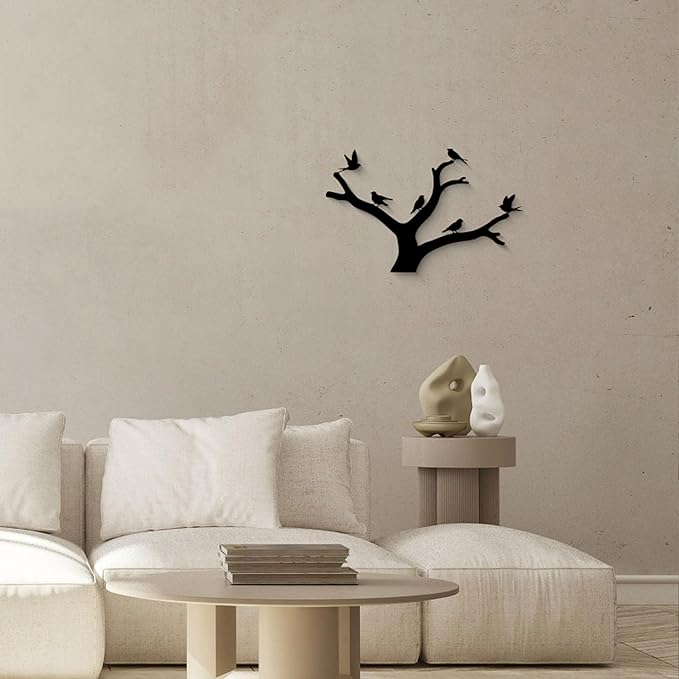 GlintHome Outdoor Metal Wall Art Sculptures - Birds on Branch Silhouette Wall Decor Hanging Wall Sculpture for Home Balcony Garden