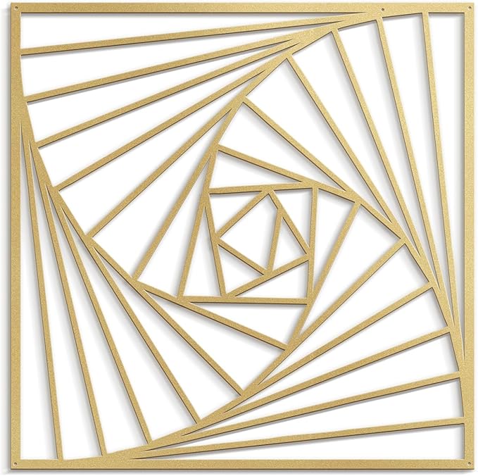 SIGNLEADER Metal Wall Decor Spiral Lines Minimalist Modern Luxury Wall Sculpture Hangings 3D Statue Home Decoration for Living Room, Bedroom, Bathroom, Kitchen, Fireplace, Office - 24" Gold
