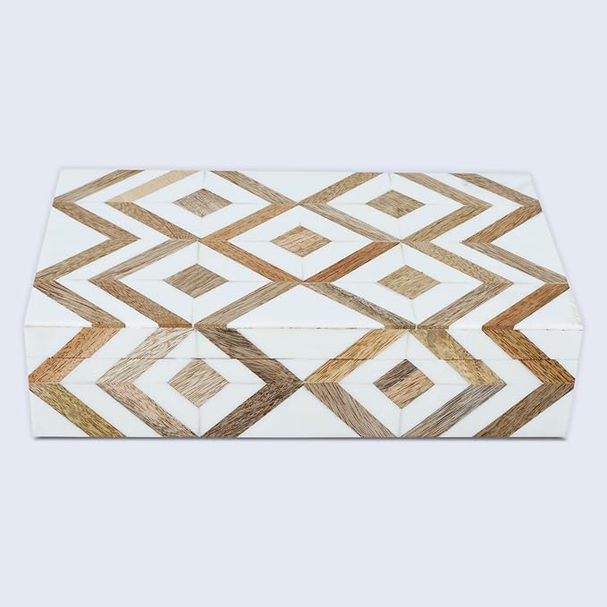 Handicrafts Home Decorative Storage Box 10x4.5 – Remote Control Holder, Jewelry Organizer, Modern Decorative Box with Lid, Boho Chic Home Décor Accent, Vintage Memory Box for Living Room Shelf Décor