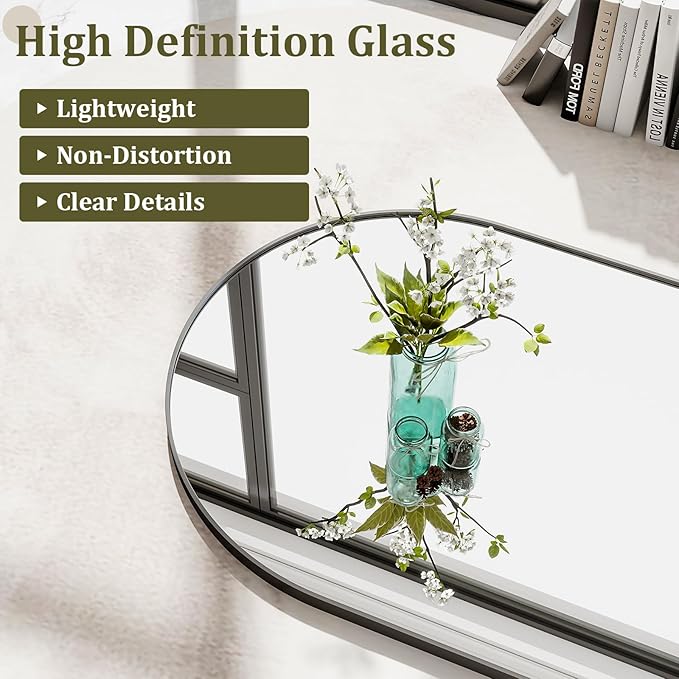 HARRITPURE 68"x22" Arched Full Length Mirror, Free Standing/Hanging/Leaning Full Body Mirror with Stand, Large Modern Arch Floor Mirror for Bedroom Cloakroom, Black