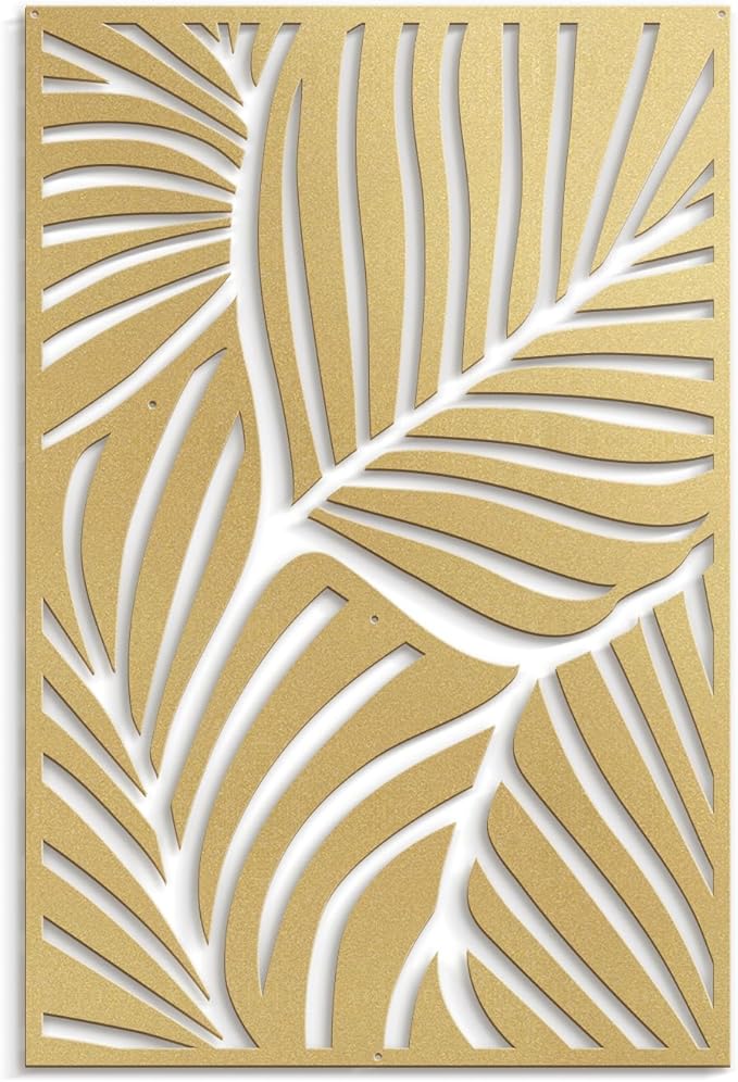 SIGNLEADER Metal Wall Art Decor Gold Leaves Minimalist Modern Abstract Wall Sculpture Hangings Home Decoration for Living Room, Bedroom, Bathroom, Kitchen, Outdoor - 18" Gold