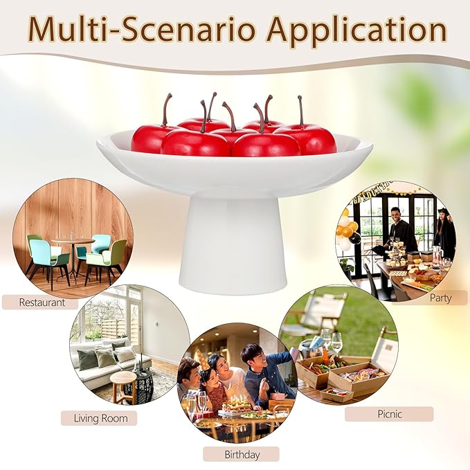 VILLCASE Footed Fruit Bowl Ceramic, 7 inch Decorative Pedestal Bowl for Snacks Dessert, Modern Ceramic Fruit Container Basket for Home Dining Kitchen Counter Decor