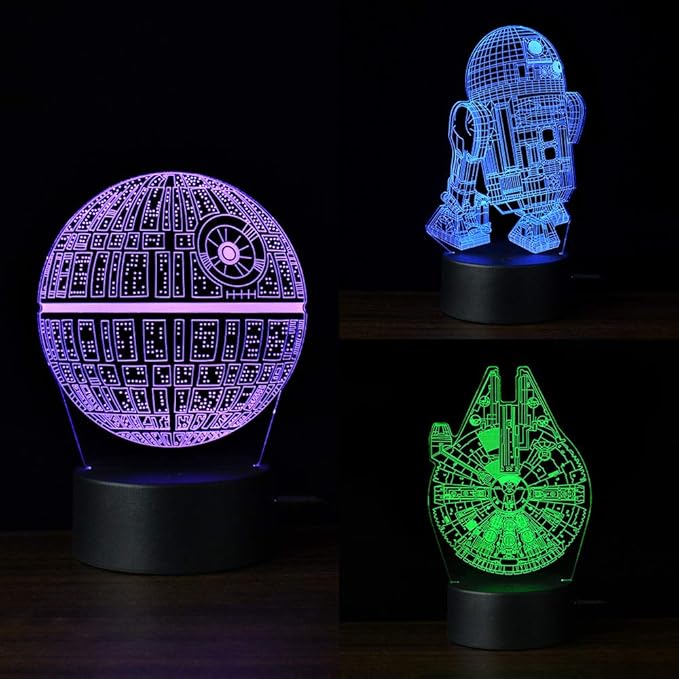 TITISKIN 3D Illusion LED Night Light,16 Colors Gradual Changing Touch Switch USB Table Lamp for Holiday Gifts or Home Decorations （3Pattern）
