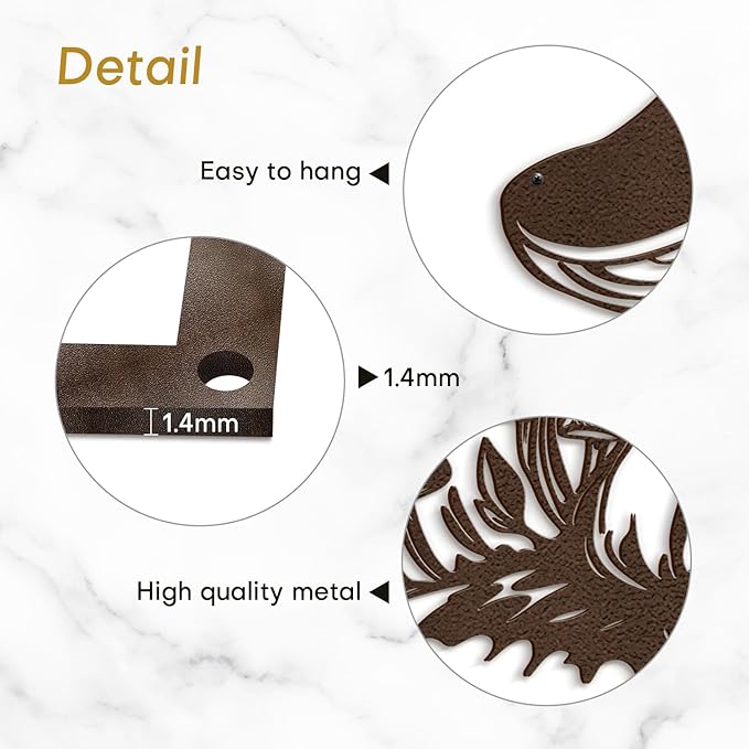 SIGNLEADER Metal Wall Art Decor Mushroom Cottagecore Modern Abstract Wall Sculpture Hangings Home Decoration for Living Room, Bedroom, Bathroom, Kitchen, Outdoor - 18" Bronze