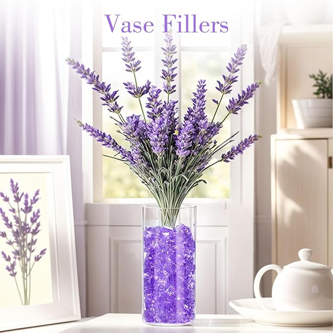 DomeStar Purple Fake Ice Rocks, 150PCS Acrylic Gems Crystals Plastic Gems Diamonds Centerpiece for Vase Fillers Wedding Party Table Scatter Valentine's Day Decorations