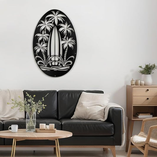 SIGNLEADER Metal Wall Art Decor Palm Tree Minimalist Modern Abstract Wall Sculpture Hangings Home Decoration for Living Room, Bedroom, Bathroom, Kitchen, Outdoor - 18" Black