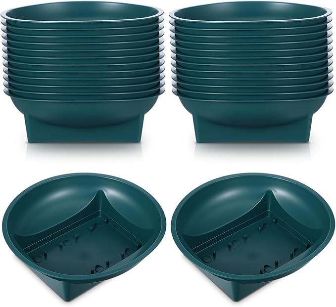 24 Pcs Green Floral Bowls for Flower Arrangements, Large 6.3 Inch Round Centerpieces Supplies for DIY Wedding, Festival and Party Decor