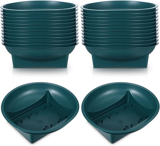 24 Pcs Green Floral Bowls for Flower Arrangements, Large 6.3 Inch Round Centerpieces Supplies for DIY Wedding, Festival and Party Decor