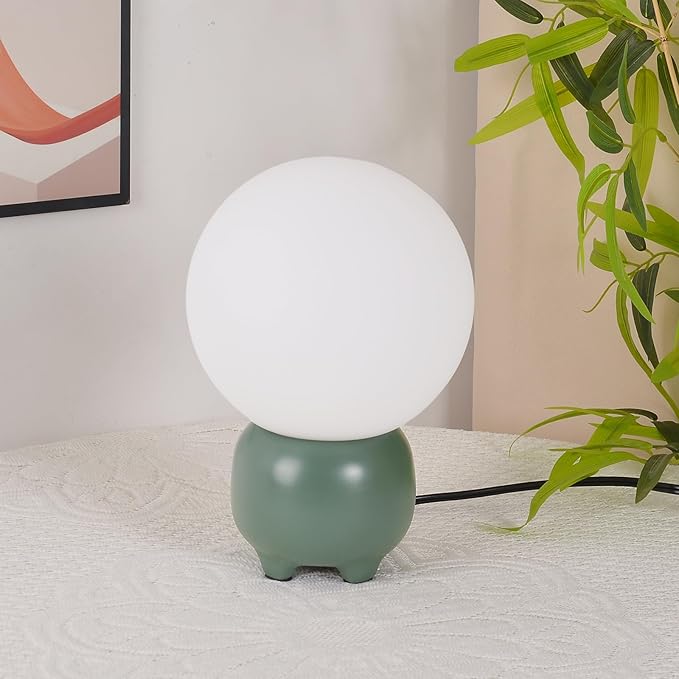 Arturesthome Creative Table Lamp Modern Desk Lamp for Living RoomDining Room,Office Table Light with Glass Round Shade Green(Include G9 Bulb)