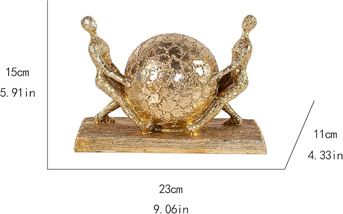 Spherical Statue Resin Sculpture Athlete Art Metal Decoration Statue Home and Office Decoration - Gold