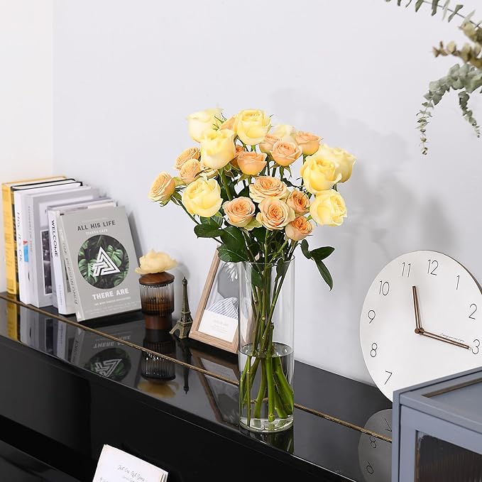 Clear Flower Vase, Non-breakable Vases, 4" W x 8" H, Acrylic Vase, Aesthetic Room Decor Cylindrical Modern Flower Vases for Table Centerpiece, Home Decor, Women Floral Arrangement Gift