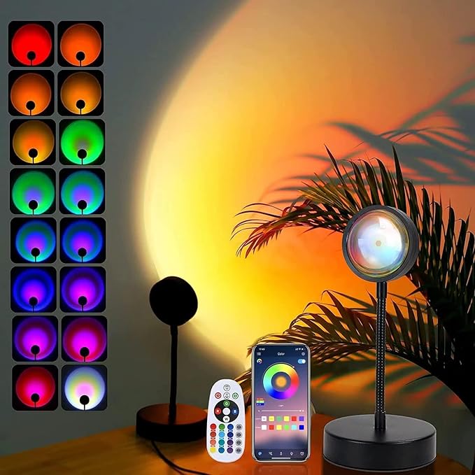 Sunset Lamp Projector Led Lights for Bedroom Night Light RGB Lights Sun Sunlight Sunrise Lamp 10w 360° Rotation Mood Lighting Home/Room Decor Christmas Gifts for Women,Desktop Multicolor