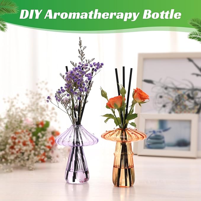 Mushroom Glass Vases for Indoor Plants, Set of 10 Colored Plant Propagation Stations, Cute Mini Terrarium, Unique Small Hydroponic Pots for Flowers, Decor Vase Gifts for Women