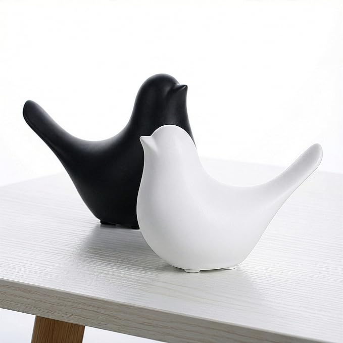 Large Black Bird Statue – Modern Tabletop Sculpture for Living Room, Mantel, Shelf, Console Table, Entryway, Fireplace, Bedroom Décor, Monochrome and Minimalist Home Decorations
