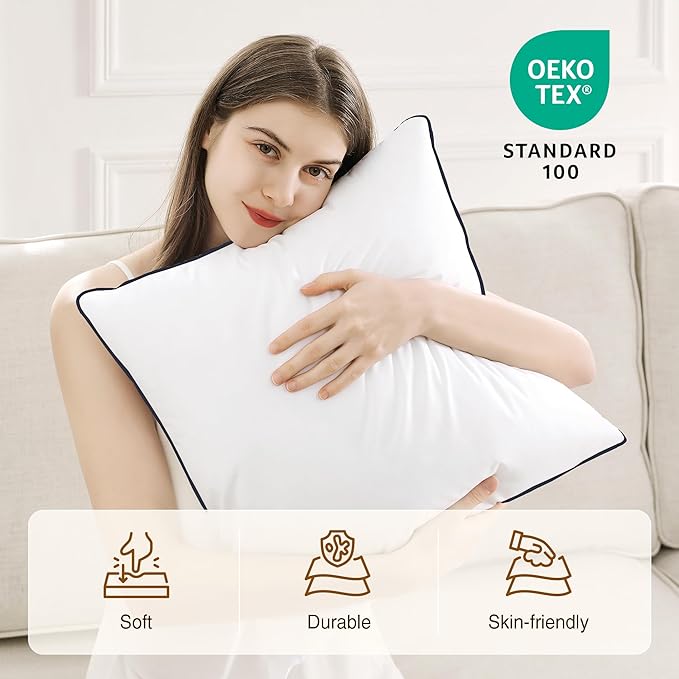 puredown® 26x26 Pillow Inserts Set of 2, Full Fluffy Down Alternative Euro Pillow Inserts, Soft Plush Decorative Throw Pillows for Couch, Sofa, Bed and Home Decor