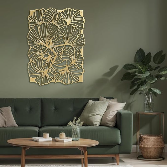 SIGNLEADER Metal Wall Art Decor Tulip Flower Minimalist Modern Abstract Wall Sculpture Hangings Home Decoration for Living Room, Bedroom, Bathroom, Kitchen, Outdoor - 18" Gold