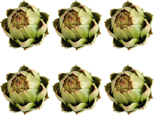 Large Green Artificial Artichokes Fruits - Fake Fruits and Realistic Vegetables for Kitchen Bowl and Vase Filler Decorations (6)