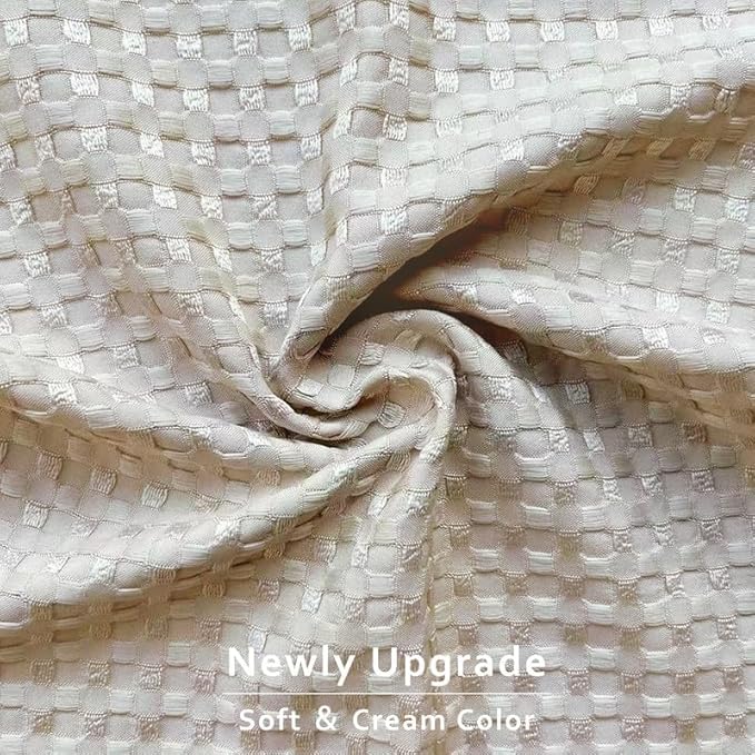 MIYE Pleated Waffle Weave Bed Skirt, Tailored Dust Ruffle 16 Inch Drop Easy Fit, Machine Washable,No Split Corners (Beige, Queen - 16" Drop)