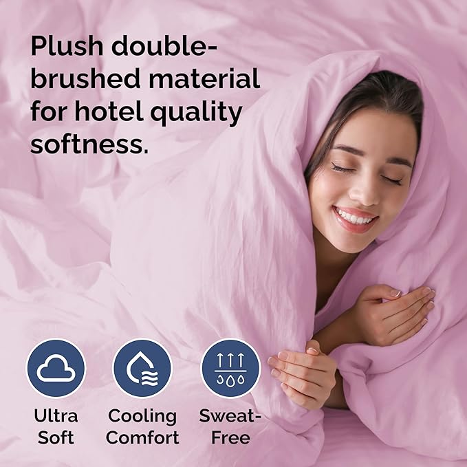 Duvet Cover Cal King Size Set - Extra Soft Cal King Size Duvet Cover 104 x 98 with 2 Pillow Shams - Hotel Luxury Easy Care and Fade Free w/Zipper Closures & Ties - Breathable Bedding Set (Light Pink)