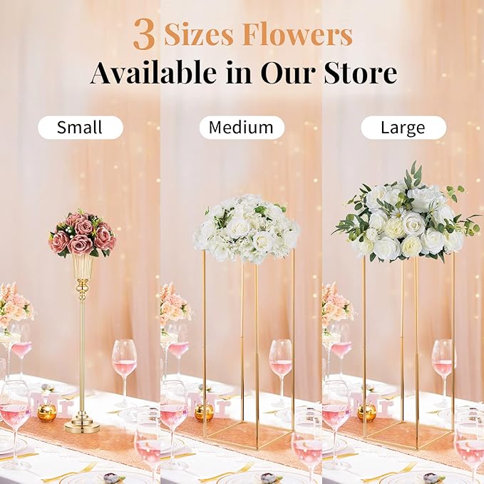 NUPTIO Artificial Flower Centrepieces for Tables - 2 Pcs Dusty Rose Fake Flowers Roses Balls 9.5in Diameter - Silk Faux Rose Arrangement for Wedding Party Centerpiece Table Decorations