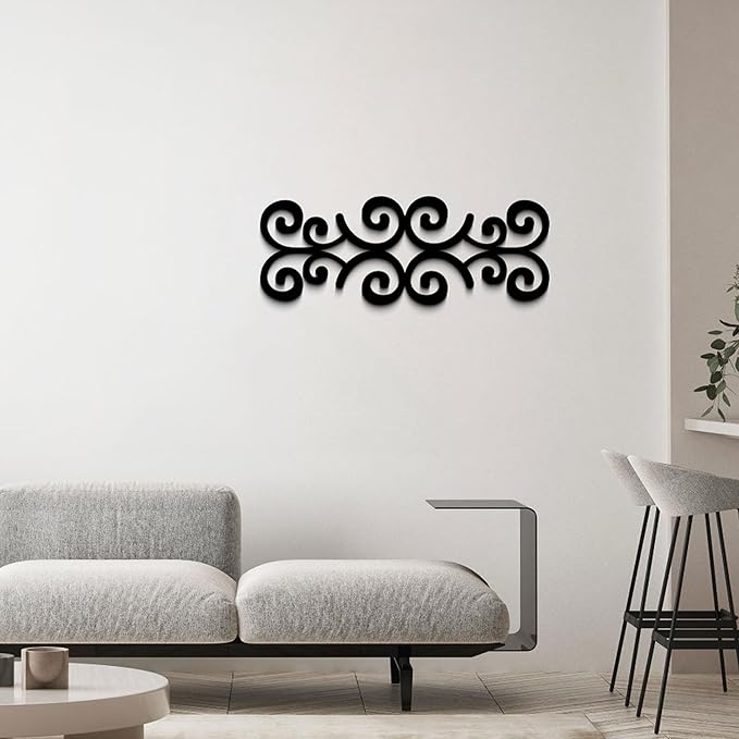 GlintHome Black Metal Wall Art for Living Room Abstract Modern Wall Sculpture Textured Artwork Minimalist Geometric wall Decor for Bedroom Bathroom Living Room Home