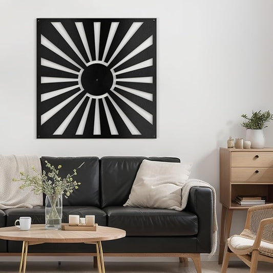 SIGNLEADER Metal Wall Decor Sun Ray Minimalist Modern Luxury Wall Sculpture Hangings 3D Statue Home Decoration for Living Room, Bedroom, Bathroom, Kitchen, Fireplace, Office - 24" Black
