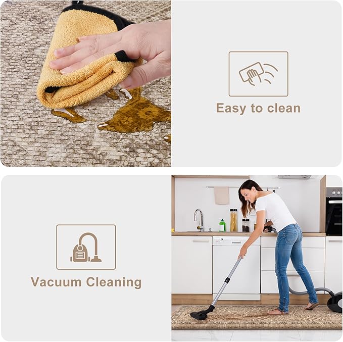 KIMODE Anti Fatigue Kitchen Mat 17.3"x29", Vintage Kitchen Floor Mats Non Slip, Waterproof Kitchen Mat for Floor, Farmhouse Comfort Standing Mat for Laundry, Office, Sink, Desk Brown