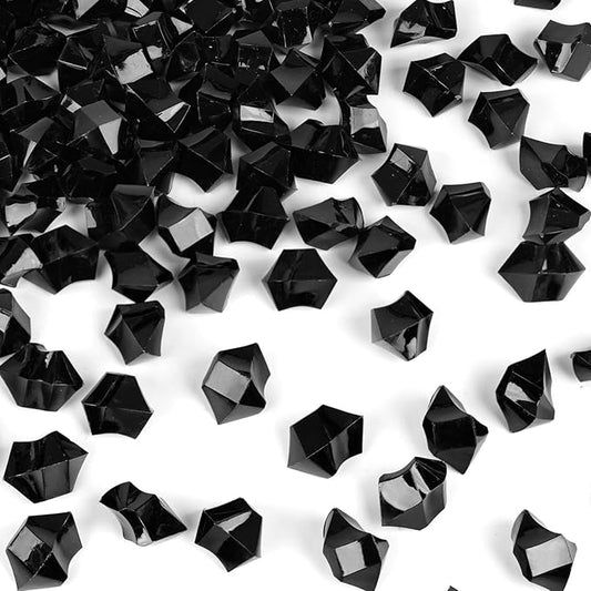 DomeStar 150PCS Fake Ice, Black Christmas Decorations Vase Fillers, Black Plastic Gems Aquarium Tank Rock Party Table Scatter Decorations