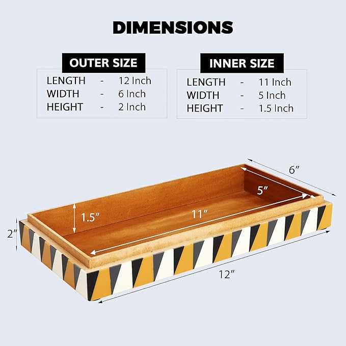 Handicrafts Home Large Decorative Storage Box 12x6– Coffee Table Organizer Box, Modern Home Décor Accent, Keepsake Memory Box, Jewelry Storage Box, Boho Decorative Box with Lid for Shelf, Mantle Decor