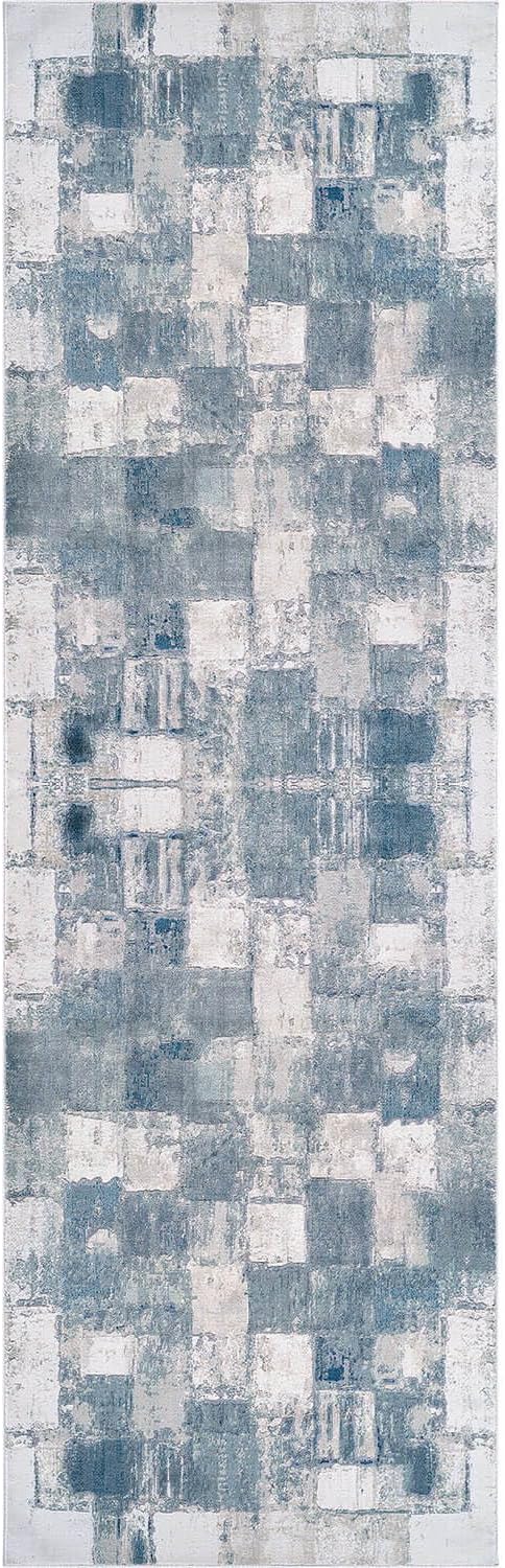 Beverly Rug Modern Abstract Runner Rug 2x7 Luxury Ultra Soft Vintage Indoor Area Rugs for Living Room Stain Resistant Non Shedding Indoor Carpet Alfombras para Salas Modernas (2 x 7 Navy Blue)
