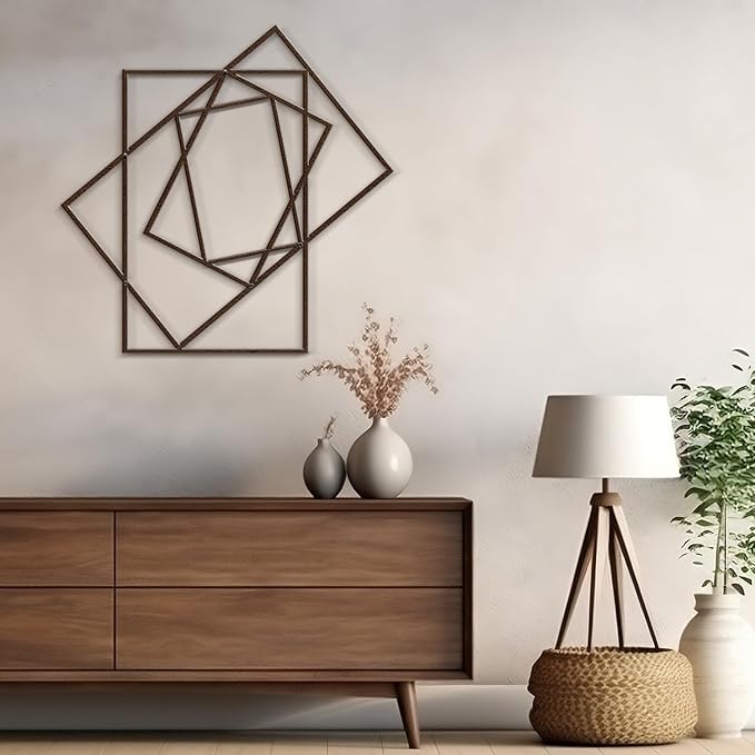 SIGNLEADER Metal Wall Decor Rectangles Composition Rectangles composition Minimalist Modern Luxury Wall Sculpture Hangings 3D Statue Home Decoration for Living Room, Bedroom, Bathroom, Kitchen, Fireplace, Office - 24" Bronze