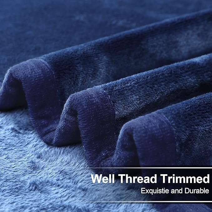 EASELAND Soft King Size Blanket All Season Warm Microplush Lightweight Thermal Fleece Blankets for Couch Bed Sofa,90x108 Inches,Dark Blue