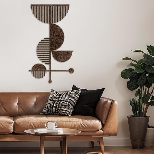SIGNLEADER Metal Wall Decor Boho Geometric Lines Minimalist Modern Luxury Wall Sculpture Hangings 3D Statue Home Decoration for Living Room, Bedroom, Bathroom, Kitchen, Fireplace, Office - 18" Bronze