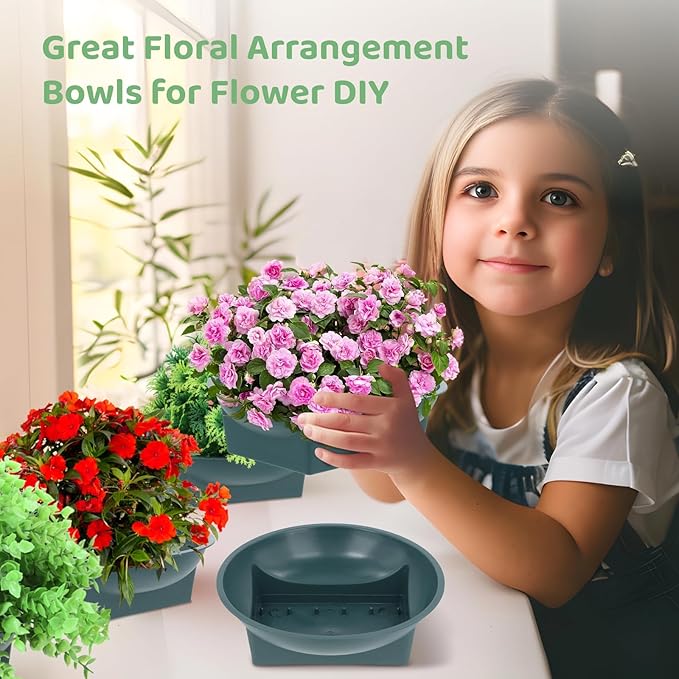 Lnrueg 24 Pcs Floral Supplies Green Bowls for Flower Arrangements, Floral Arrangements Bowls for Holiday Wedding Fresh Flower Decoration Supplies