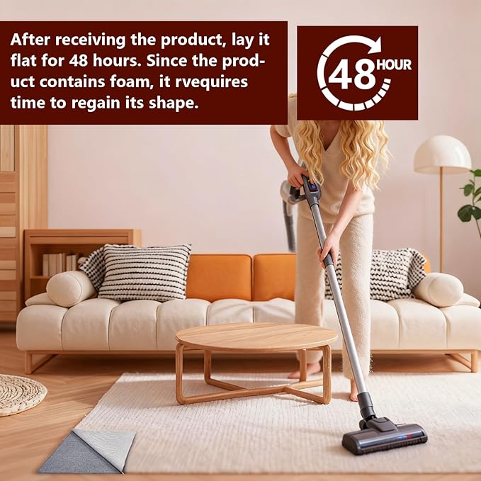 Non Slip Rug Pad Gripper, 8 x 10 Ft Extra Thick Foam Under Area Rug Carpet Pads for Any Hard Surface Floors, Keep Your Carpets Safe and in Place, Prevent Rug from Wrinkling or Buckling