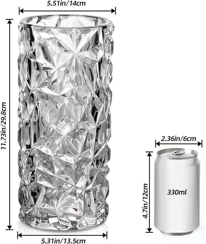 KAMMAK Glass Vase, Large Decorative Flower Vase with Cracked Texture for Wedding Centerpiece, Christmas or Birthday Gift for Women, Mom, Housewarming, Table, Office, Home Decor (White Ice Crack)