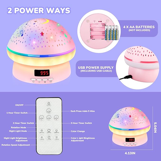 MINGKIDS Valentines Gifts for Kids Toys for 3-8 Year Old Girls Boys,Star Night Light Projector with Hard Projection Cover, Timer&Rotation,2-9 Year Olds Kids Chritsmas Birthday Gifts