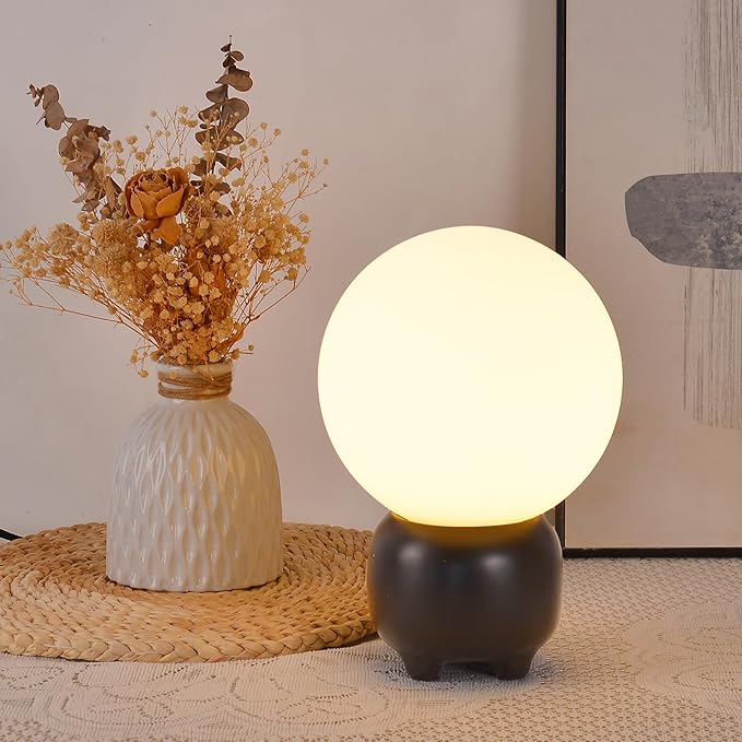 Arturesthome Cute Small Single Table Lamp for Bedroom Modern Nightstand Lamp Farmhouse Bedside Lamp for Living Room Black Table Lamp