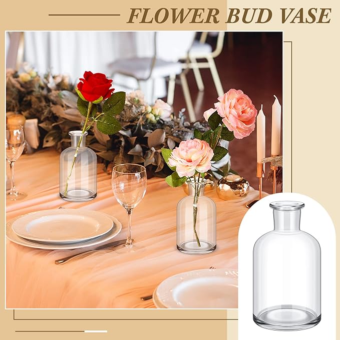 Lallisa 30 Pcs 4 Inches Small Glass Bud Vases Bulk Mini Flower Vases for Centerpieces Decorative Glass Bottles Vintage Rustic Decoration for Wedding Dining Table Home Decor