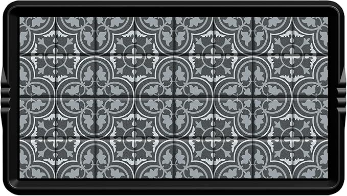 BEHERO Boot Tray Shoe Mat Decorative Patterned, Rubber Boot Matt Tray Indoor and Outdoor Use, 16" x27.5" Shoe Cleaning Mat Non-Slip, Shoe Storage Waterproof with Artistic Prints for Entryway(Gray)