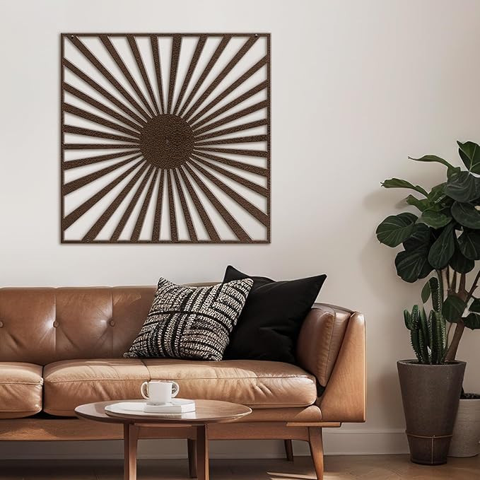 SIGNLEADER Metal Wall Decor Sun Ray Lake Minimalist Modern Luxury Wall Sculpture Hangings 3D Statue Home Decoration for Living Room, Bedroom, Bathroom, Kitchen, Fireplace, Office - 18" Bronze