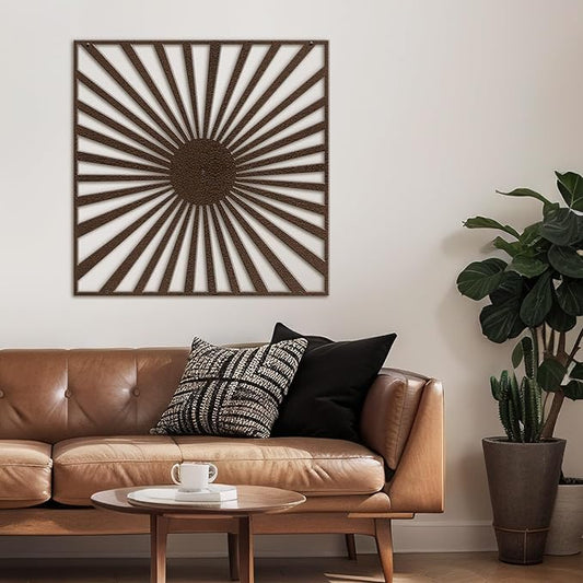 SIGNLEADER Metal Wall Decor Sun Ray Lake Minimalist Modern Luxury Wall Sculpture Hangings 3D Statue Home Decoration for Living Room, Bedroom, Bathroom, Kitchen, Fireplace, Office - 18" Bronze