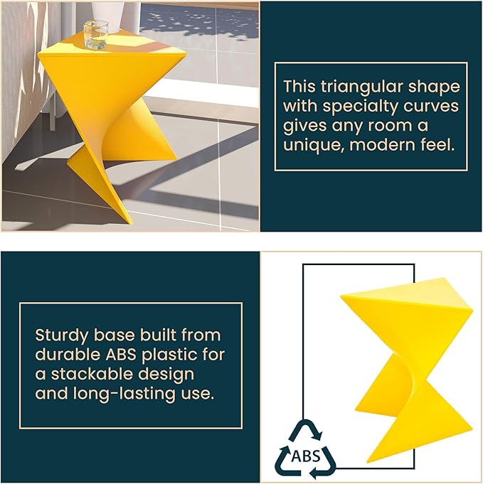 LeisureMod Modern Accent End Table - Stylish Yellow Side Vanity Table for Living Room & Bedroom