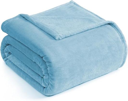 Casa Platino Fleece Blanket Twin Size – 300 GSM Light Blue Fleece Throw for Bed or Couch – Soft Cozy Warm Holiday Bed Blanket for Winter, Fuzzy Plush Elegant Gifts for Kids, Men & Women - 68x90 Inch