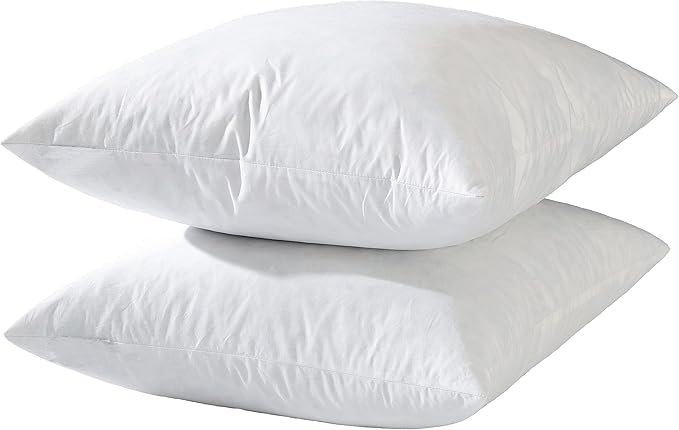 basic home 24x24 Euro Throw Pillow Inserts-Down Feather Pillow Inserts-Cotton Fabric-Set of 2-White.